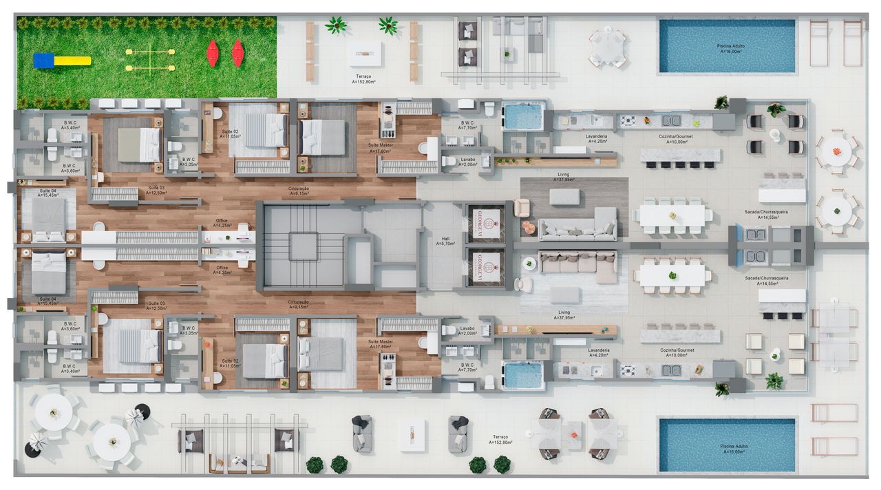 Apartamento em Construção em Itapema/SC com 185,70m² área privativa sendo 4 suítes, 3 vagas de garagem área de lazer completa