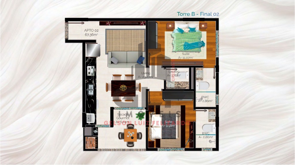 Apartamento em Construção em Porto Belo/SC Bairro Perequê, com 113,44m² área privativa, sendo 3 suítes área de lazer completa