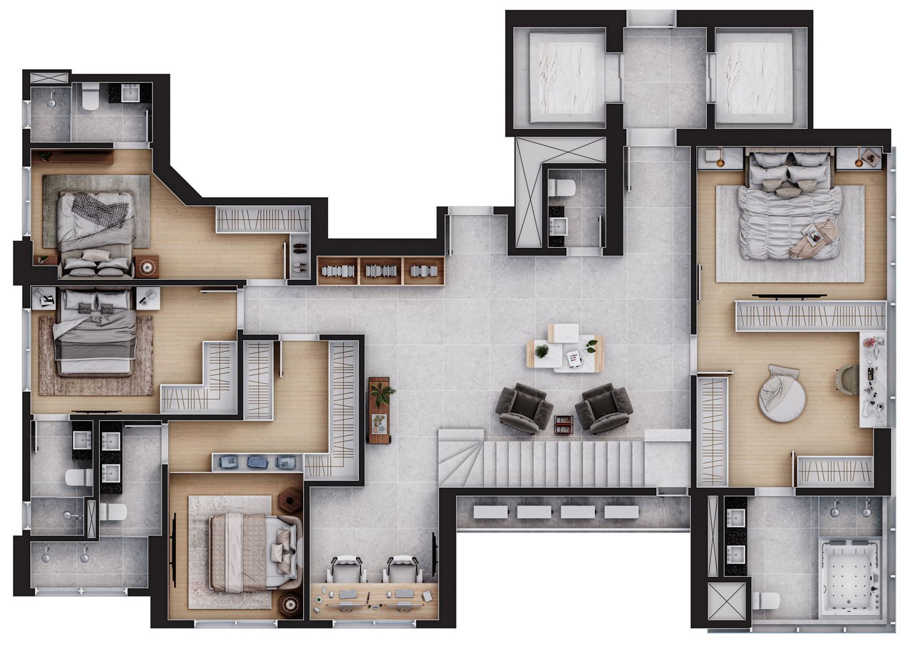 Luxuoso apartamento em Construção de 4 quartos e 4 suítes no Centro de Balneário Camboriú-SC com 3 vagas de garagem!