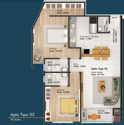 Apartamento de luxo Pronto à venda em Balneário Camboriú-SC, Centro: 3 quartos, 3 suítes, 4 banheiros, 3 vagas, 240m². Venha conferir!