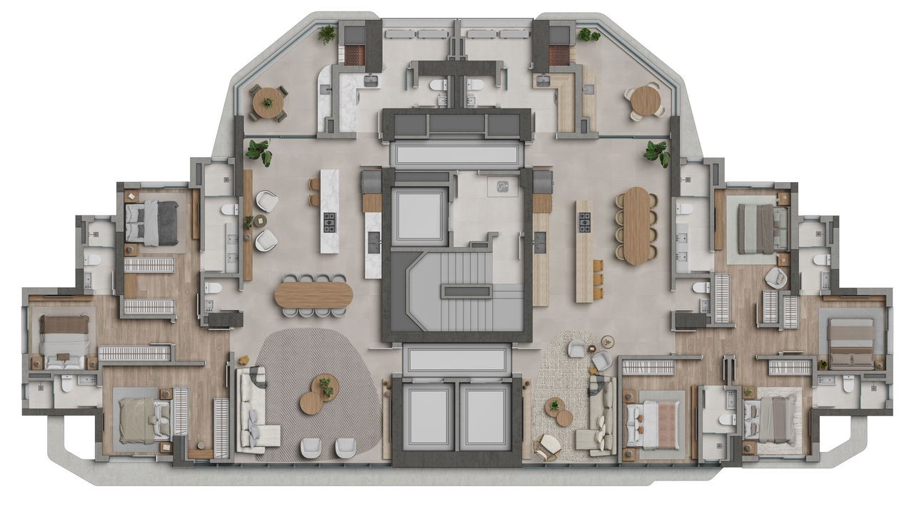 Apartamento em Construção em Balneário Camboriú/SC com 182,93m² área privativa sendo 4 suítes, 3 vagas de garagem, área de lazer completa