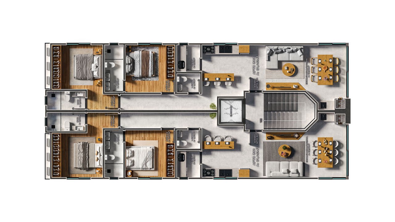 Apartamento em Construção em Bombinhas/SC com 81,45m² área privativa sendo 2 suítes, 1 caga de garagem