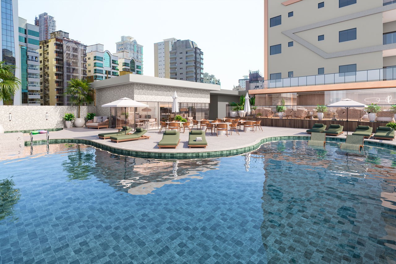 Apartamento em Construção em Itapema/SC, na Meia Praia, com 130m², 3 Suítes e 2 Vagas de Garagem, a 500m do mar, com LAzer Completo. Investimento!