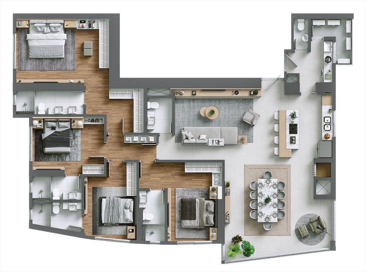 Apartamento em Construção em Balneário Camboriú, com 197,13m² área privativa, bem localizado