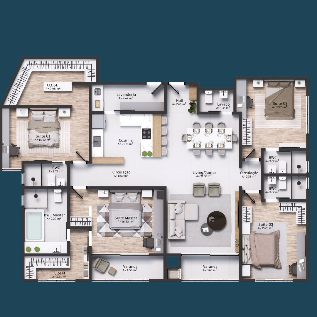 Apartamento de luxo Pronto à venda em Balneário Camboriú-SC, Centro: 3 quartos, 3 suítes, 4 banheiros, 3 vagas, 240m². Venha conferir!
