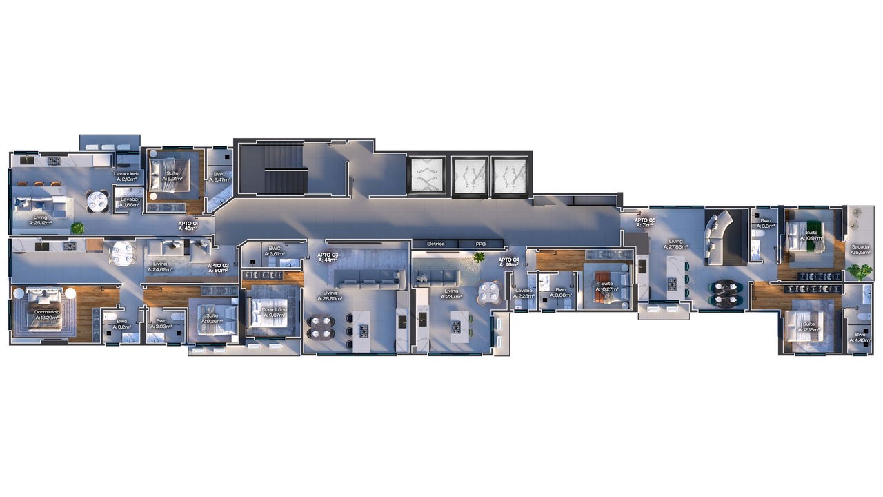 Apartamento em Construção em Itapema/SC com 60m² área privativa sendo 2 dormitórios e 1 suíte, 1 vaga de garagem, lazer completo