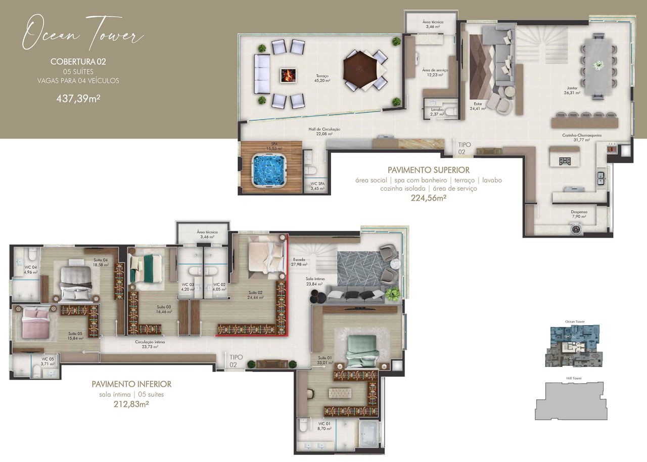 Apartamento em Construção em Itapema/SC na Meia Praia, com 262m² de área total e 3 Suítes, a 260m do mar. Lazer Completo. Ótimo Investimento.