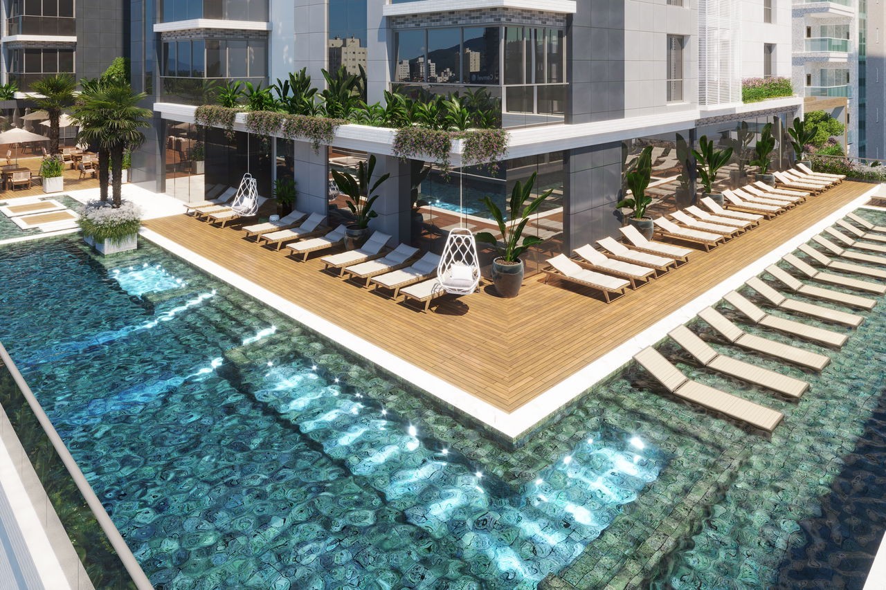 Apartamento em Construção em Itapema/SC na Meia Praia, com 262m² de área total e 3 Suítes, a 260m do mar. Lazer Completo. Ótimo Investimento.