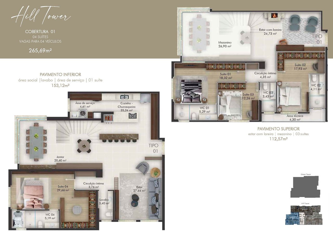 Apartamento Em Construção em Itapema/SC, no bairro Meia Praia, com 262m² de área total, 3 suítes e 3 vagas de garagem, Lazer Completo. A 300m do mar