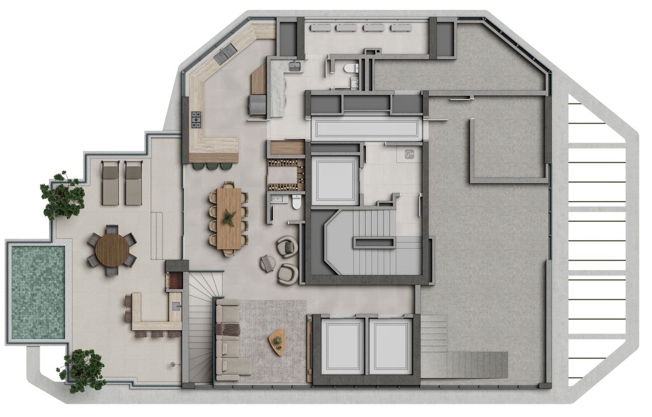 Apartamento em Construção em Balneário Camboriú/SC com 182,93m² área privativa sendo 4 suítes, 3 vagas de garagem, área de lazer completa