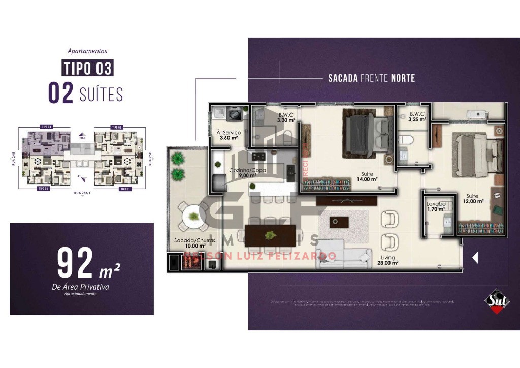 Apartamento Pronto para morar em Itapema/SC com 92m² área privativa sendo 2 suítes, 2 vagas de garagem, área de lazer completa