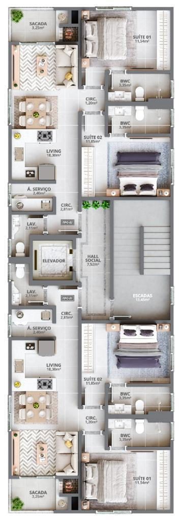Apartamento Pronto para morar em Porto Belo/SC com 71,50m² área privativa sendo 2 suítes, 1 vaga de garagem