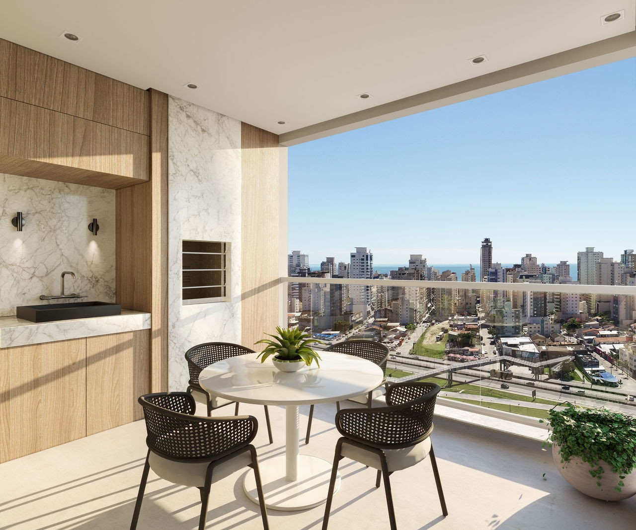 Apartamento em Construção em Itapema/SC com 70m² área privativa sendo 2 dormitórios e 1 suíte, área de lazer completa