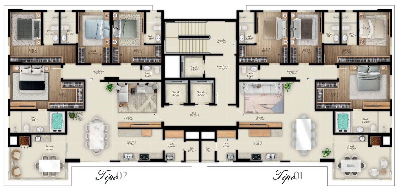 Apartamento em Construção em Itapema/SC no bairro Meia Praia, 4 Suítes e 3 Vagas de garagem, com Lazer Completo, a 400m do mar. Bem Localizado.