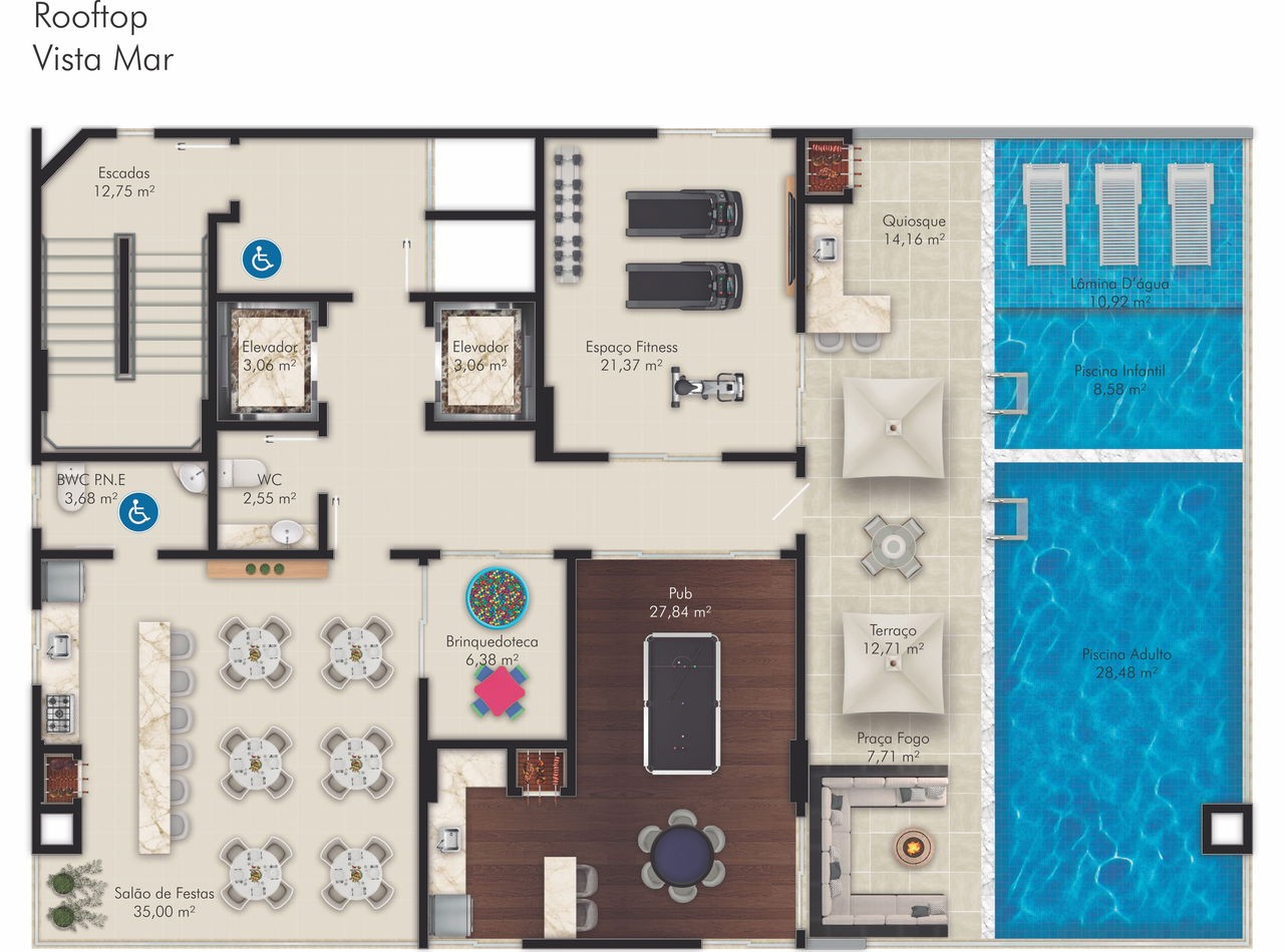 Apartamento em Construção em Porto Belo/SC com 126,61m² área privativa sendo 3 suítes, 2 vagas de garagem, área de lazer completa