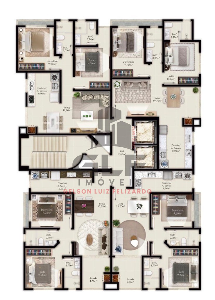 Apartamento Pronto m Itapema/SC com 60m² de área privativa sendo 2 dormitórios e 1 suíte, 1 vaga de garage, lazer completo