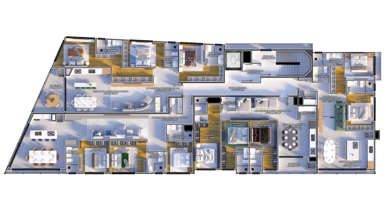 Apartamento em Construção em Bombinhas/SC com 84,00m² área privativa sendo 2 suítes, 2 vaga de garagem