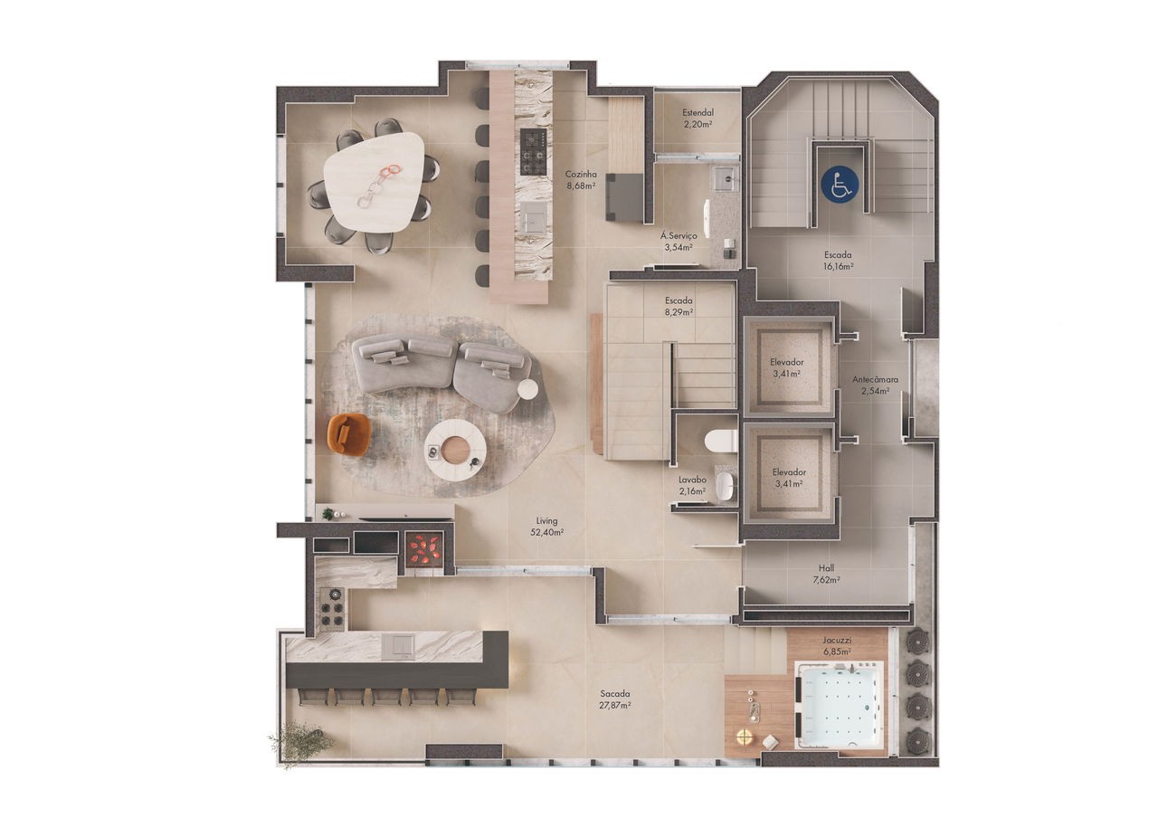 Apartamento Pré Lançamento de Luxo em Itapema/SC com 378m² área privativa sendo 5 suítes 4 vagas de garagem, área de3 lazer completa