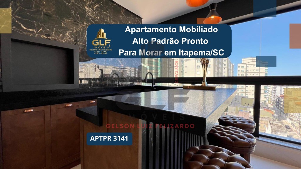 Apartamento de Alto Padrão em Itapema/SC, bairro Meia Praia, com 4 suítes, sendo uma master com closet e hidromassagem e 3 vagas de garagem.