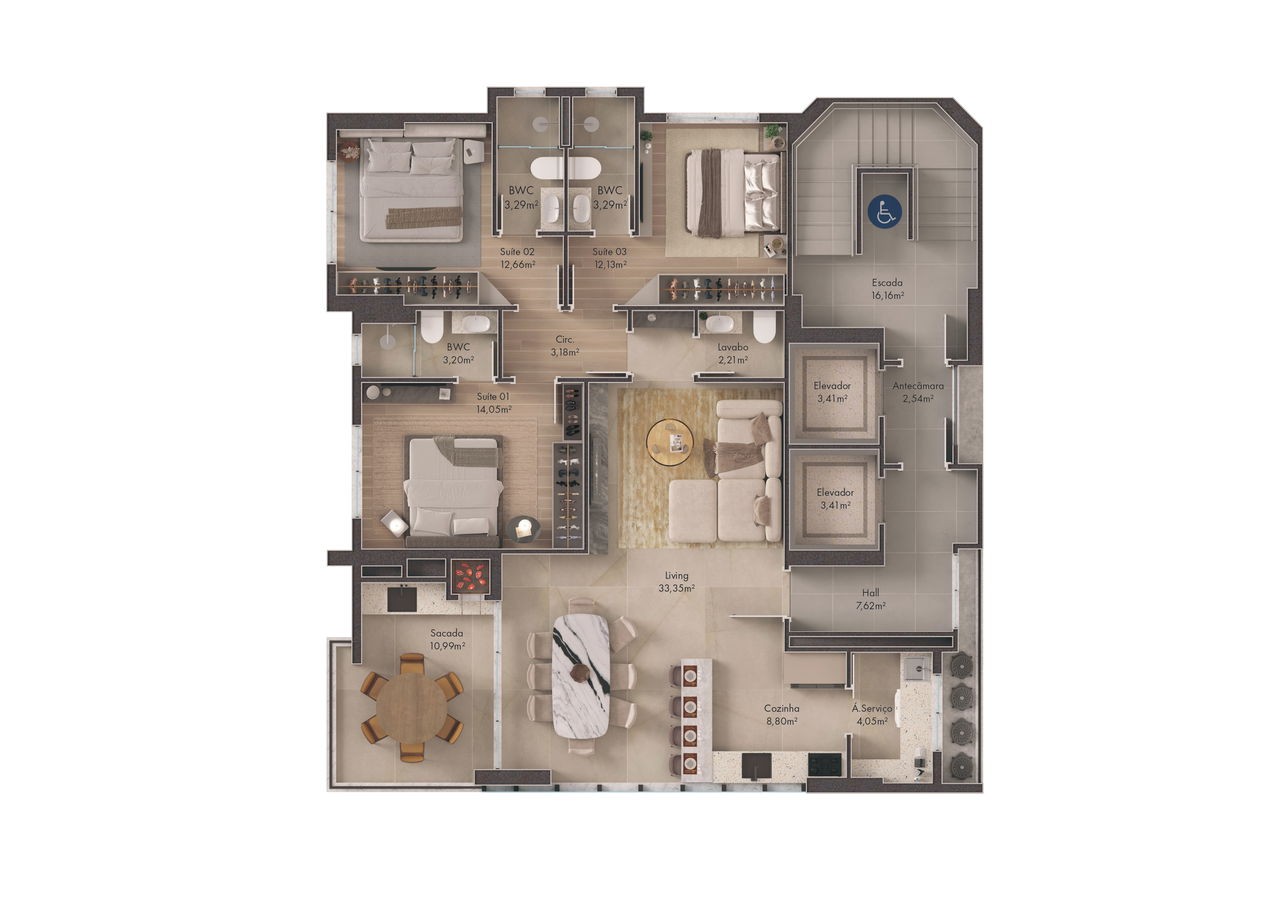 Apartamento Pré Lançamento em Itapema/SC com 252m² área privativa sendo 4 suítes 3 vagas de garagem, área de lazer completa