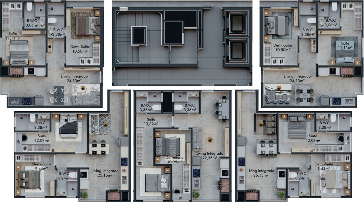 Apartamento em Construção em Itapema/SC bairro Morretes com 60,46m² área privativa, com 2 dormitórios sendo 1 suíte, 1 vaga de garagem