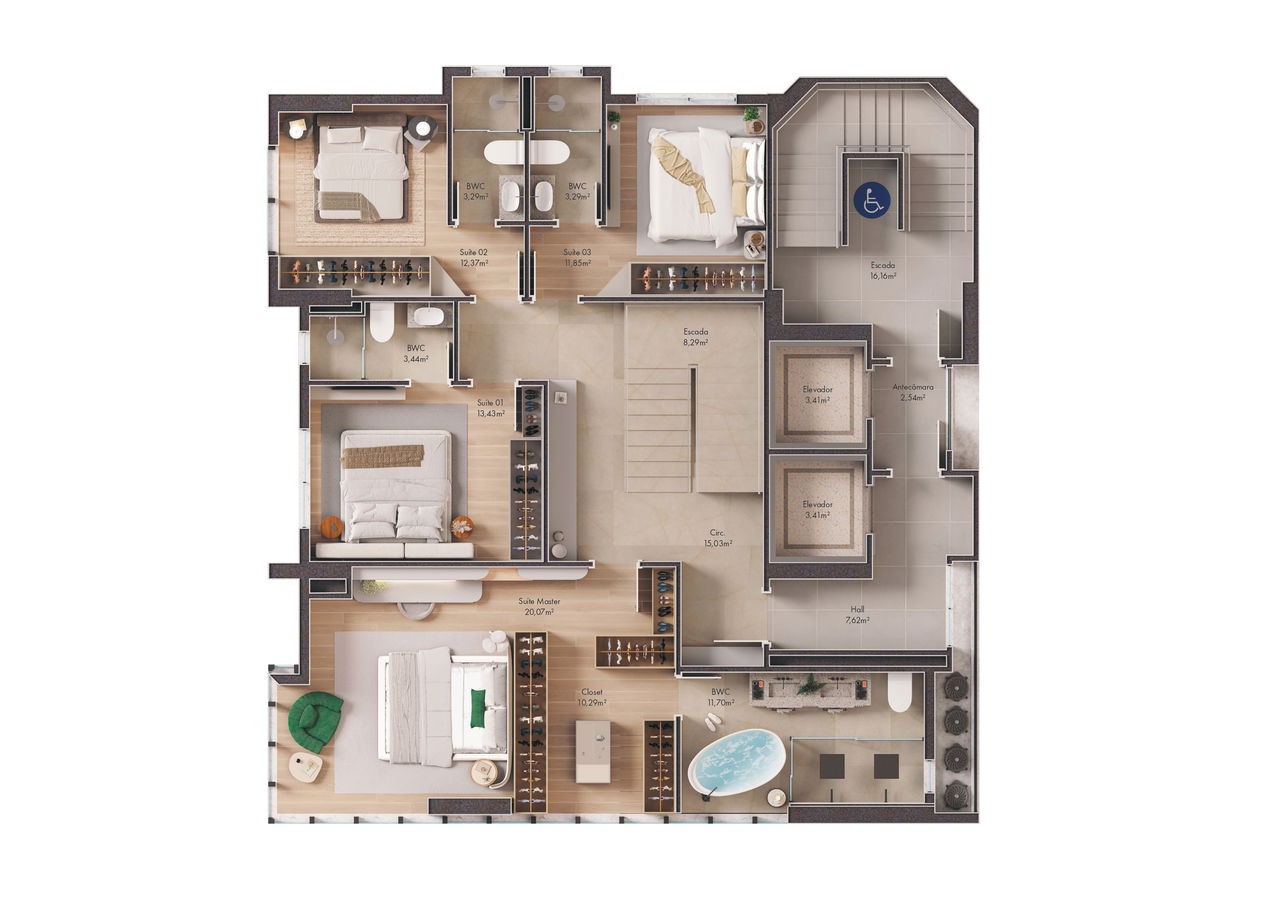 Apartamento Pré Lançamento de Luxo em Itapema/SC com 378m² área privativa sendo 5 suítes 4 vagas de garagem, área de3 lazer completa