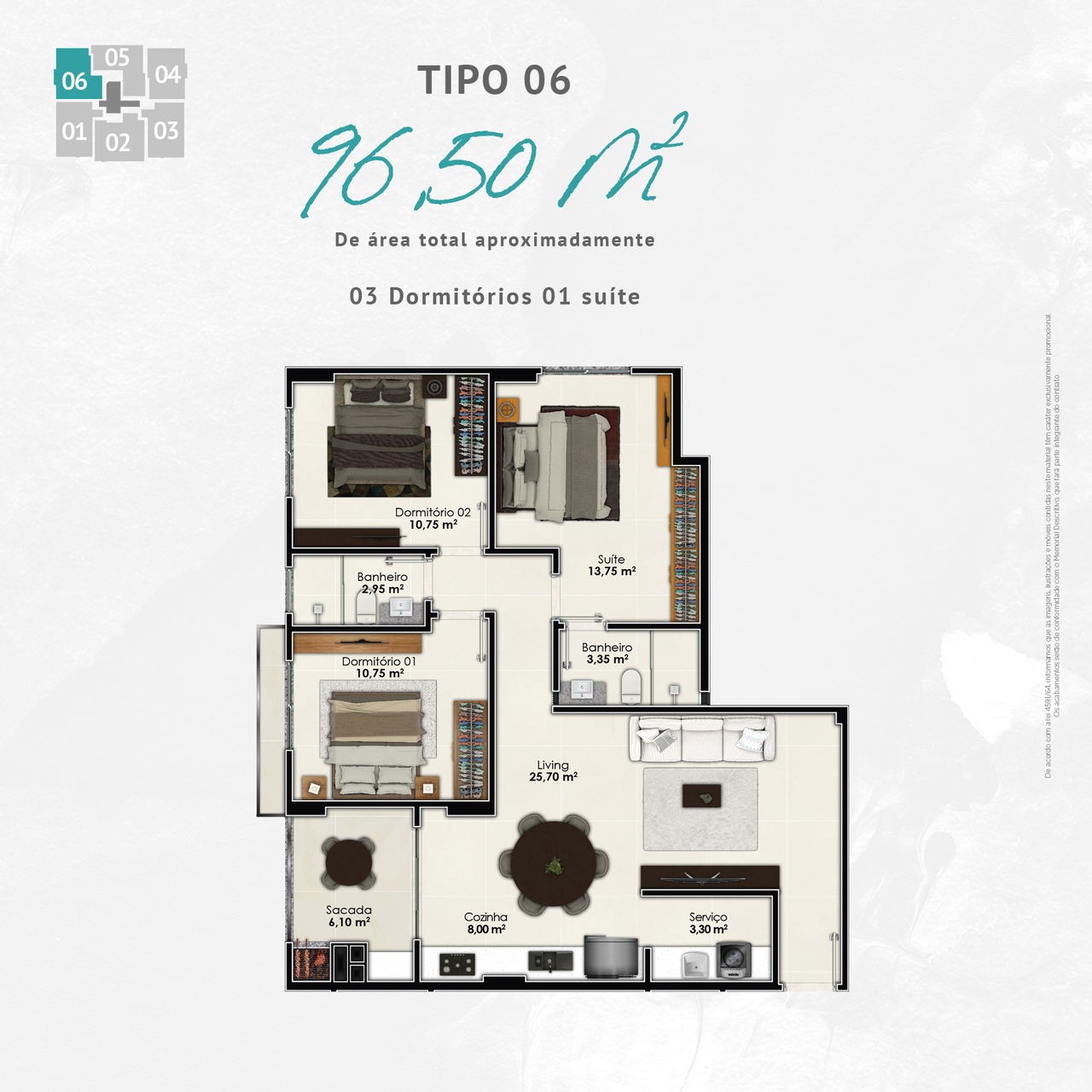 Apartamento em Construção em Porto Belo/SC com 141,95m² área privativa com 3 dormitórios sendo 1 suíte, 2 vagas de garagem, lazer completo