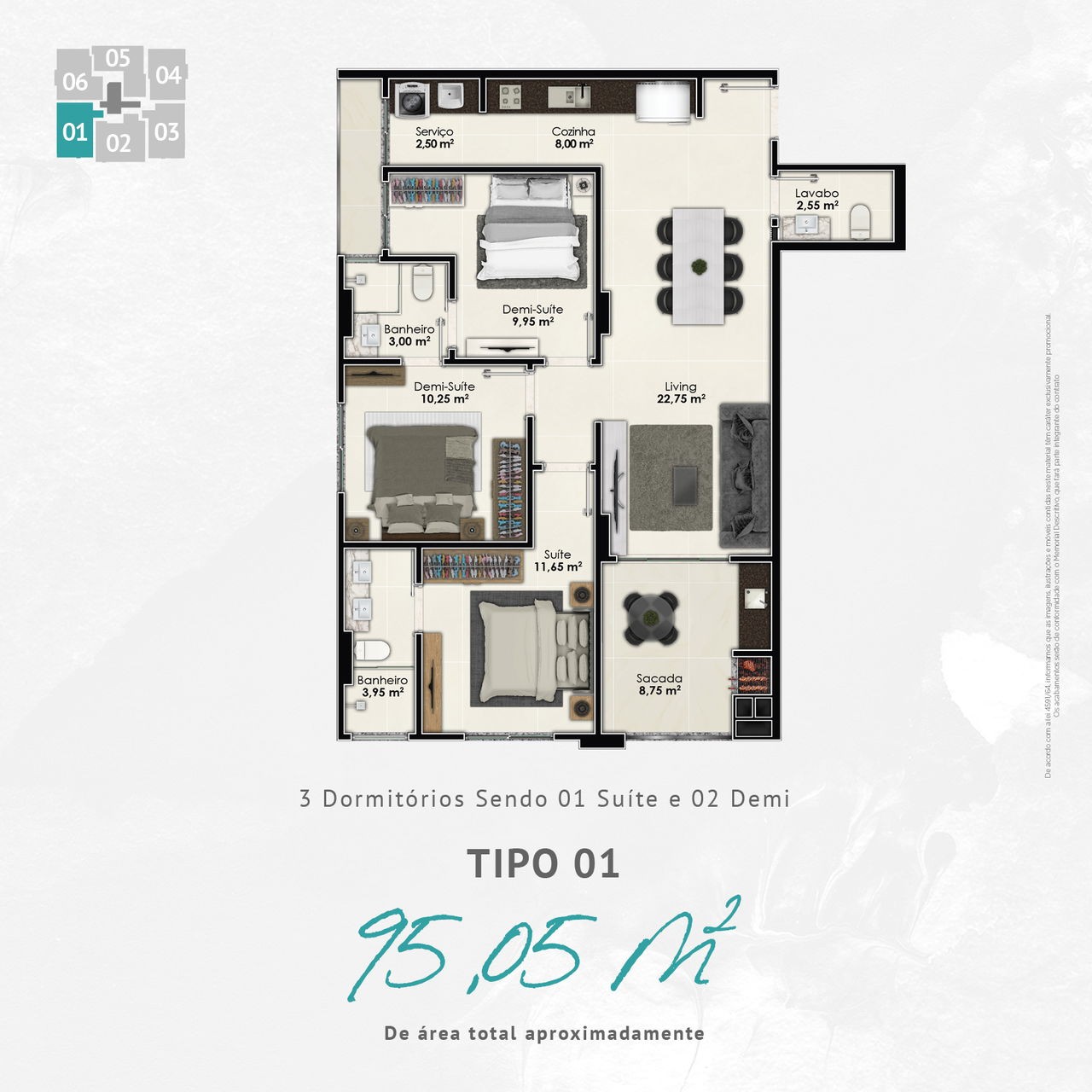 Apartamento em Construção em Porto Belo/SC com 90,90m² área privativa com 3 dormitórios 1 suíte, 2 vagas de garagem lazer completo