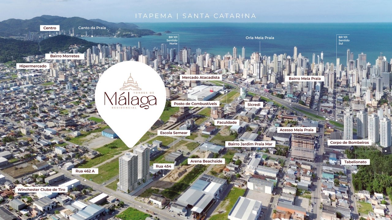 Apartamento em Construção em Itapema/SC com 61,65m² área privativa, com 2 dormitórios sendo 1 suíte, 1 vaga de garagem