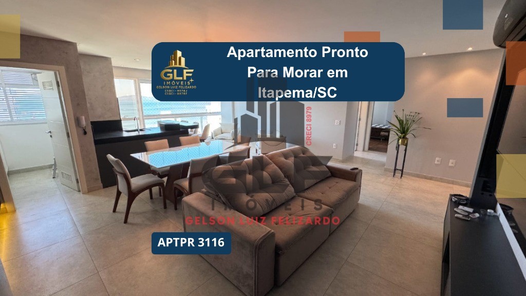 Apartamento Pronto no Centro de Itapema/SC com 105m² área privativa sendo 2 suítes, 2 vaga de garagem, área de lazer completa