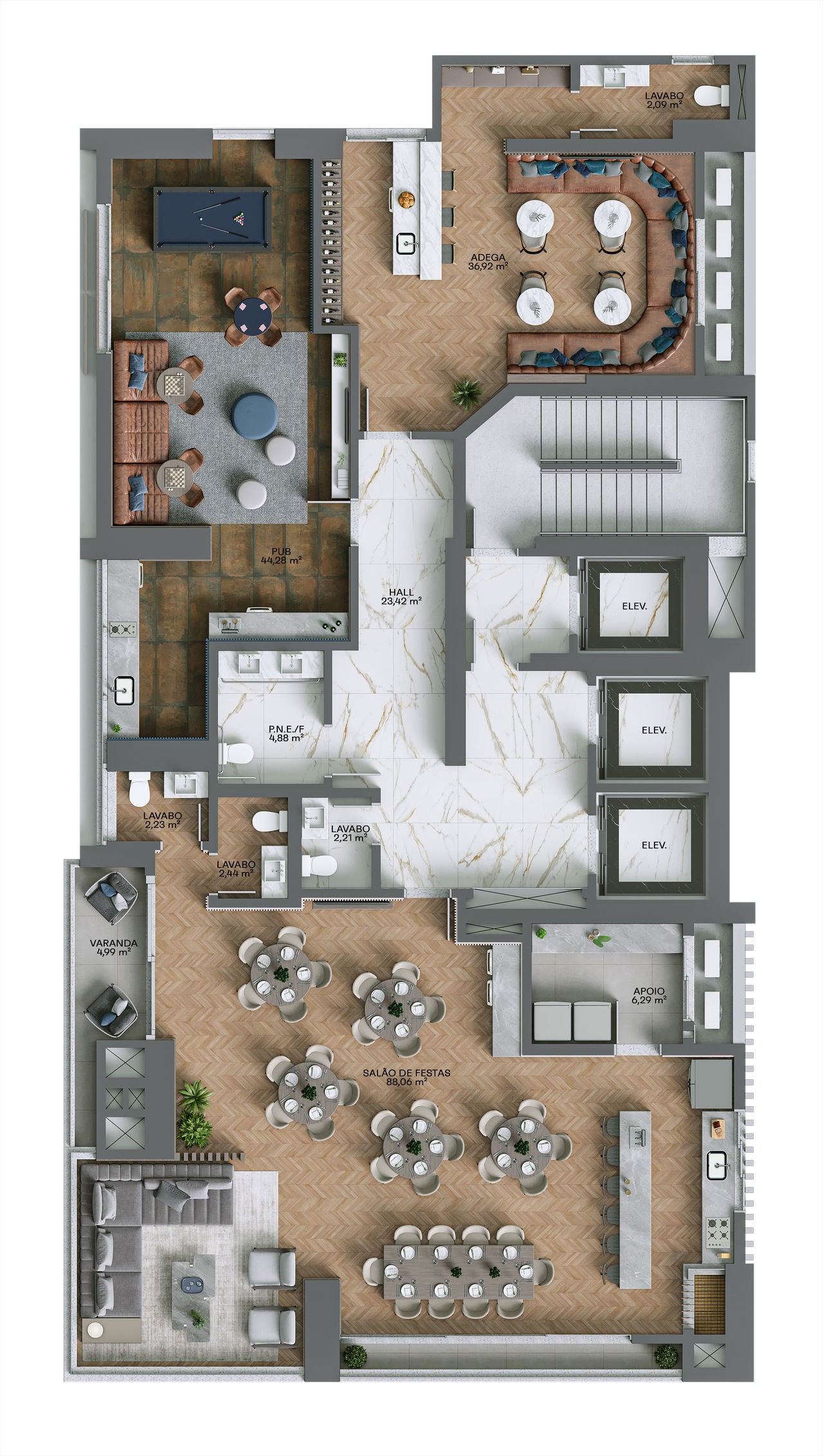 Apartamento em Construção em Itapema/SC com 219,24m² área privativa sendo 4 suítes 3 vagas de garagem, área de lazer completa