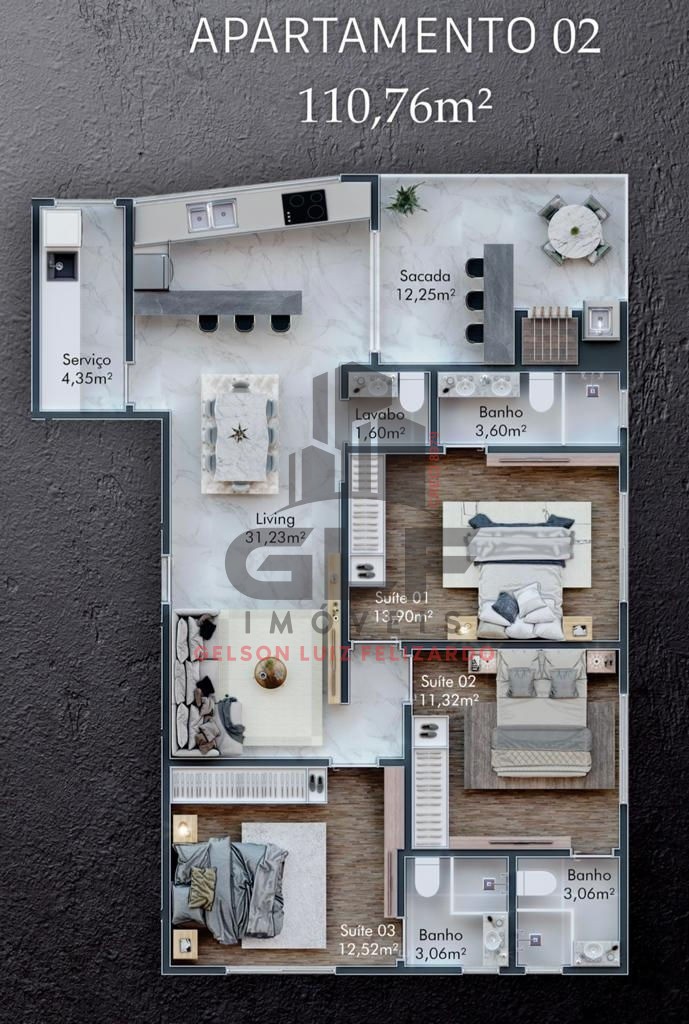 Apartamento Em Construção Alto Padrão na cidade de Porto Belo/SC no bairro Perequê, 3 Suítes e 2 Vagas de garagem. Localização privilegiada