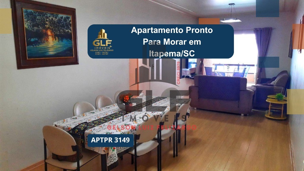 Apartamento Pronto Mobiliado em Itapema/SC no bairro Meia Praia, com 03 dormitórios, sendo 01 suíte e 1 Vaga de garagem. Bem localizado.