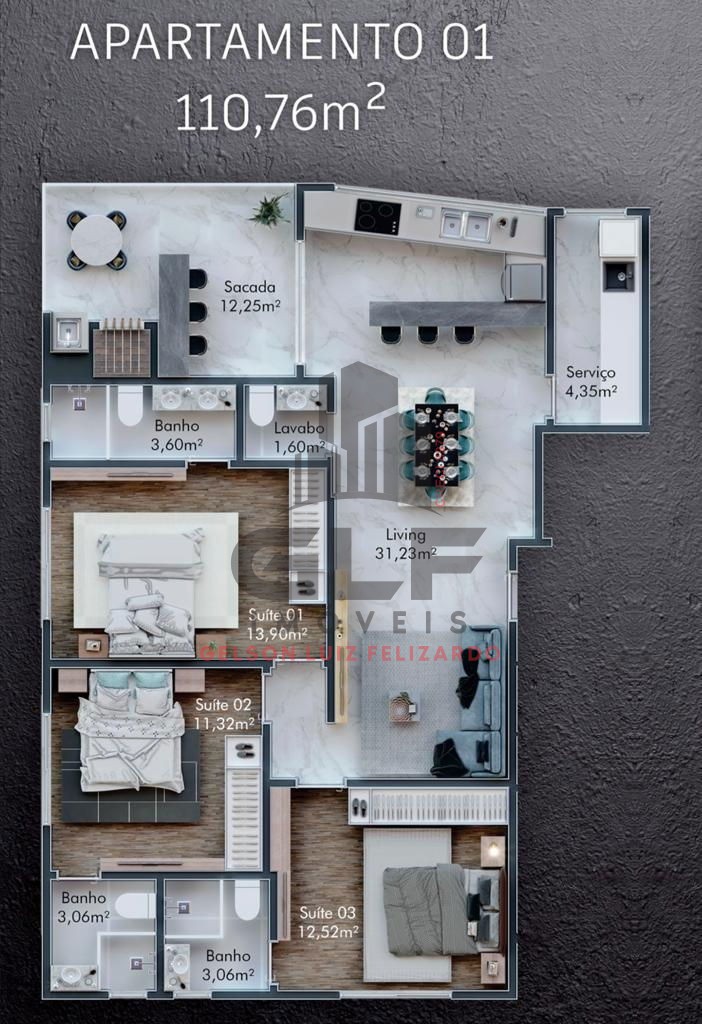 Apartamento Em Construção Alto Padrão na cidade de Porto Belo/SC no bairro Perequê, 3 Suítes e 2 Vagas de garagem. Localização privilegiada
