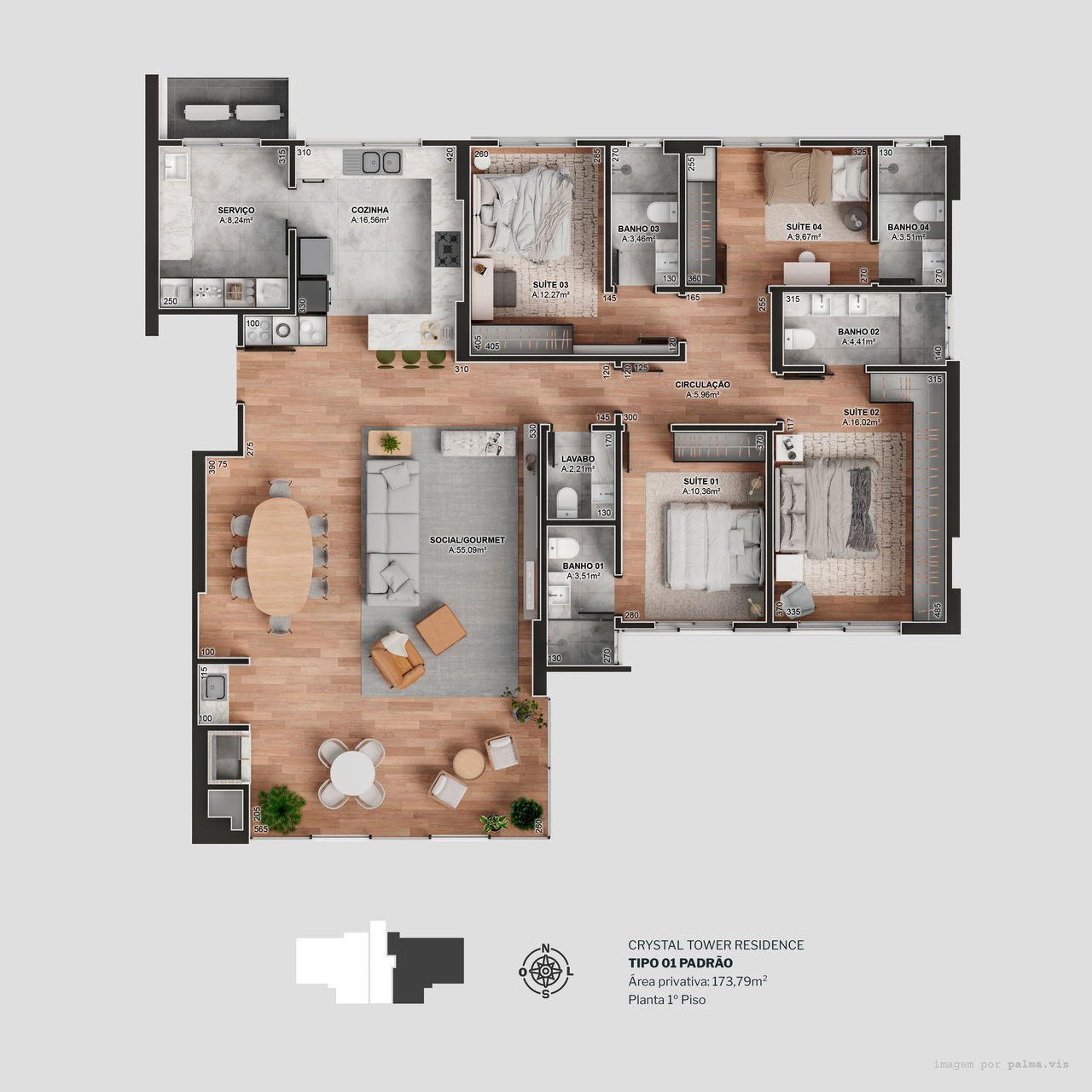 Apartamento em Construção em Itapema/SC com 229,20m² área privativa sendo 3 suítes 4 vaga de garagem, área de lazer completa