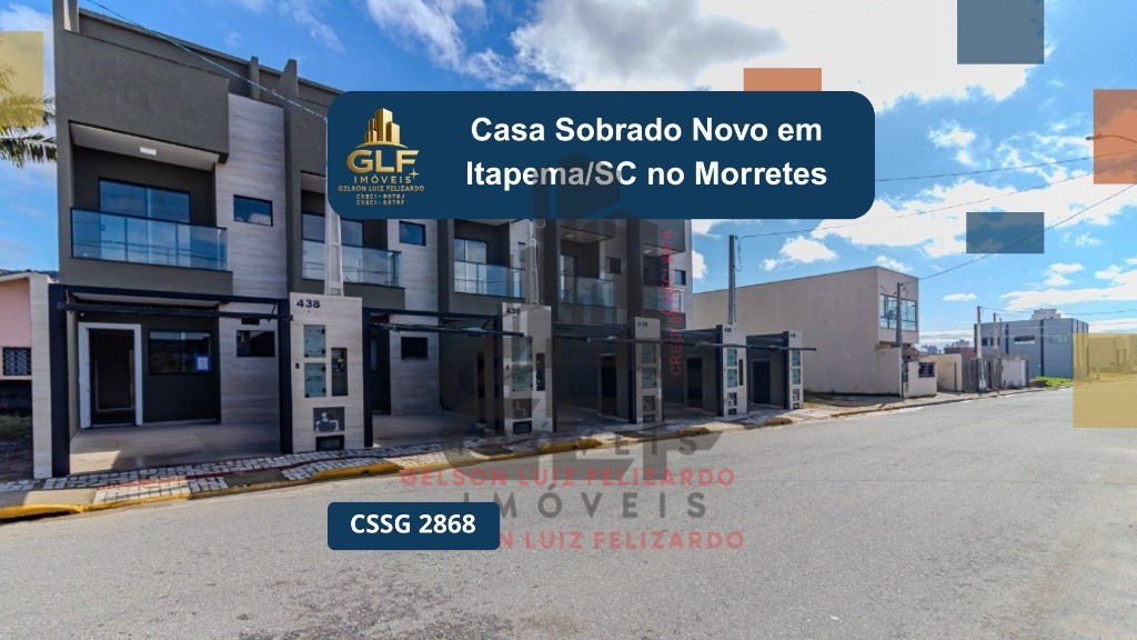 Casa Sobrado Novo em Itapema/SC no Sertão do Trombudo, com 120m², 2 suítes e 1 vaga de garagem. 35m² de terraço