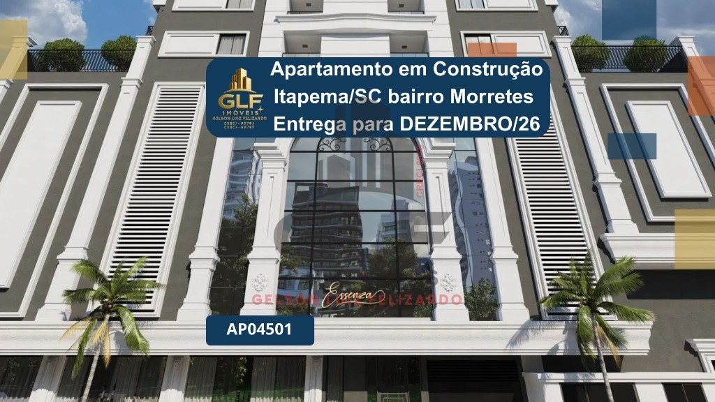 Apartamento em Construção em Itapema/SC bairro Morretes com 69,98m²área privativa sendo 2 suítes, 1 vaga de garagem, área de lazer completa