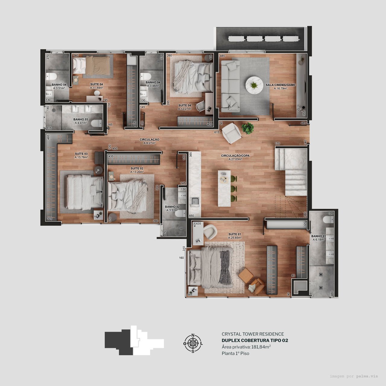 Apartamento em Construção em Itapema/SC com 229,20m² área privativa sendo 3 suítes 4 vaga de garagem, área de lazer completa