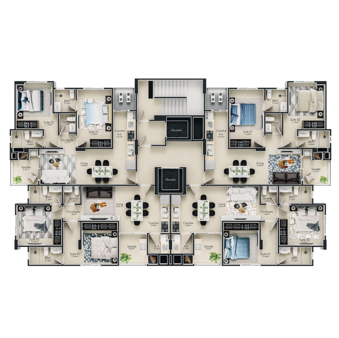 Apartamento em Construção em Itapema/SC bairro Morretes com 69,98m²área privativa sendo 2 suítes, 1 vaga de garagem, área de lazer completa