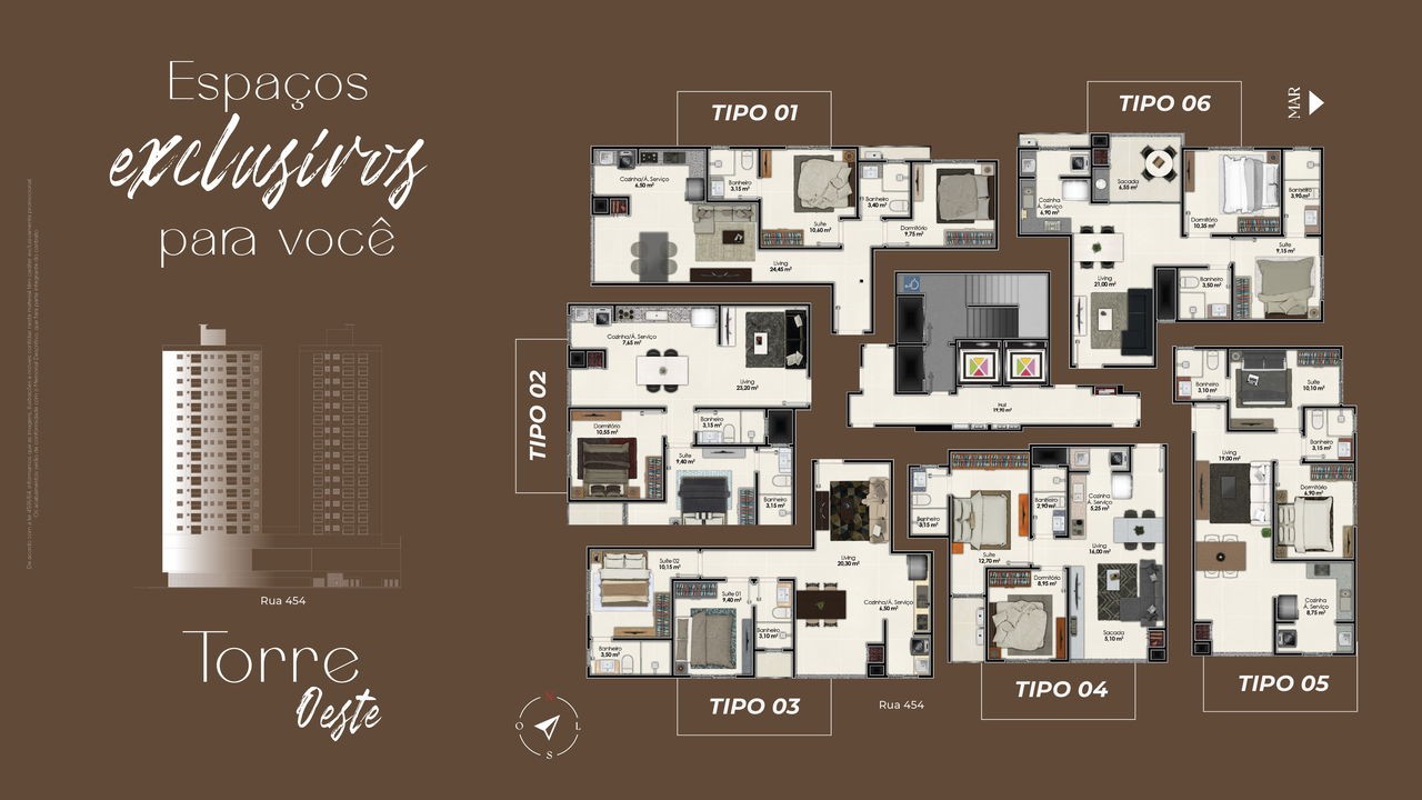 Apartamento em Construção em Itapema/SC com 68,50m² área privativa, com 2 dormitórios sendo 1 suíte, 1 vaga de garagem, área de lazer completa