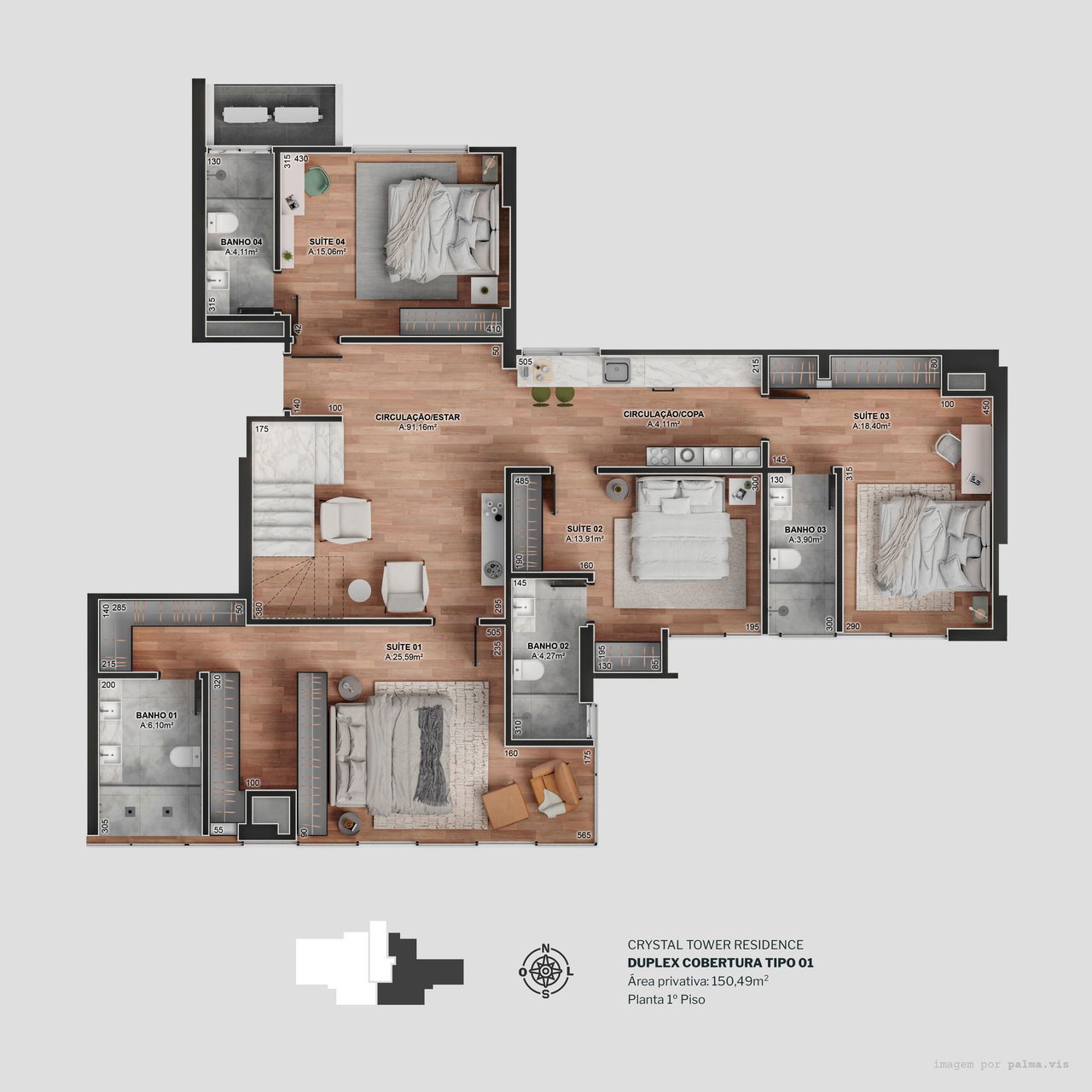 Apartamento em Construção em Itapema/SC com 229,20m² área privativa sendo 3 suítes 4 vaga de garagem, área de lazer completa