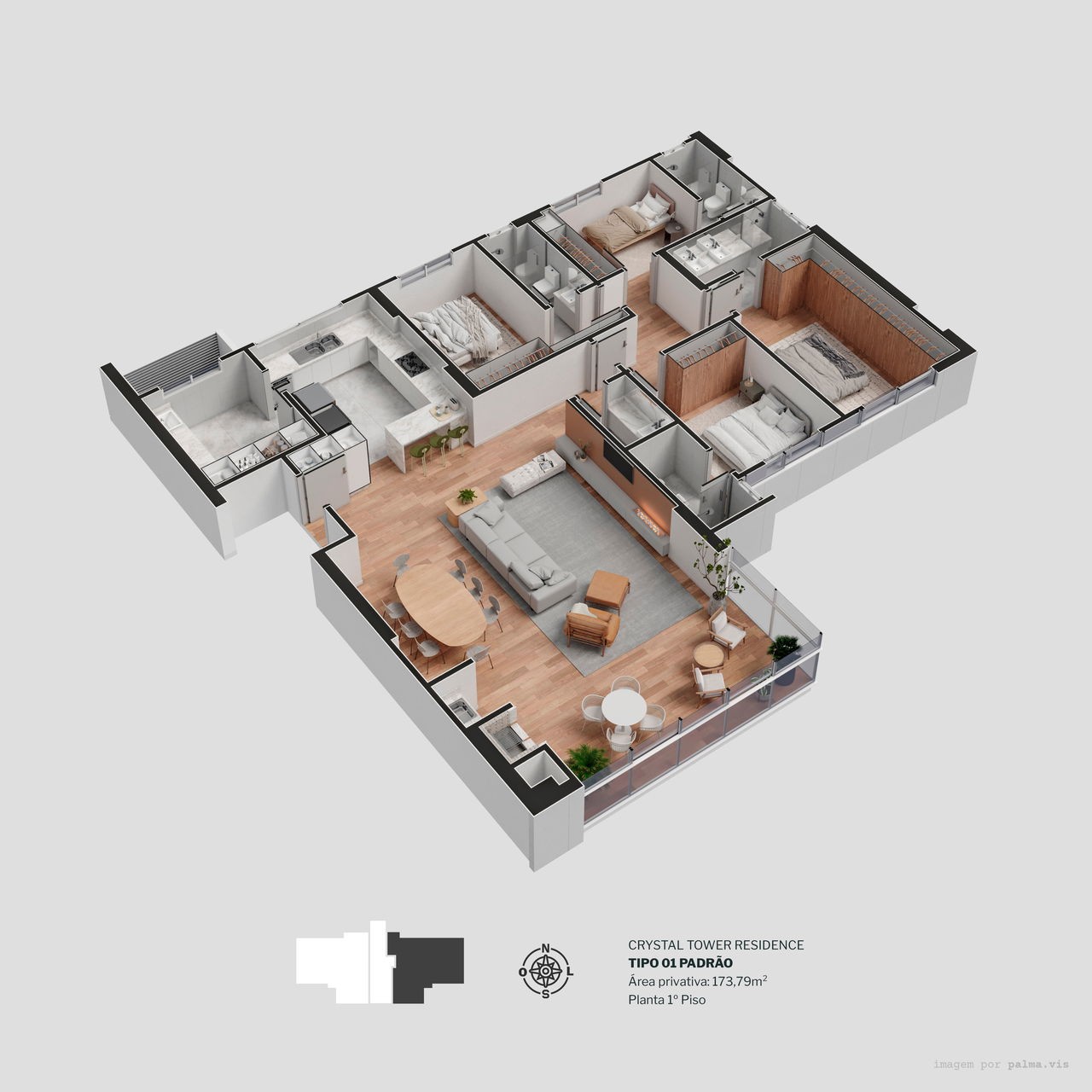 Apartamento em Construção em Itapema/SC com 229,20m² área privativa sendo 3 suítes 4 vaga de garagem, área de lazer completa