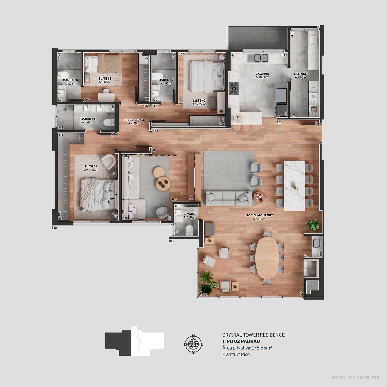 Apartamento em Construção em Itapema/SC com 229,20m² área privativa sendo 3 suítes 4 vaga de garagem, área de lazer completa