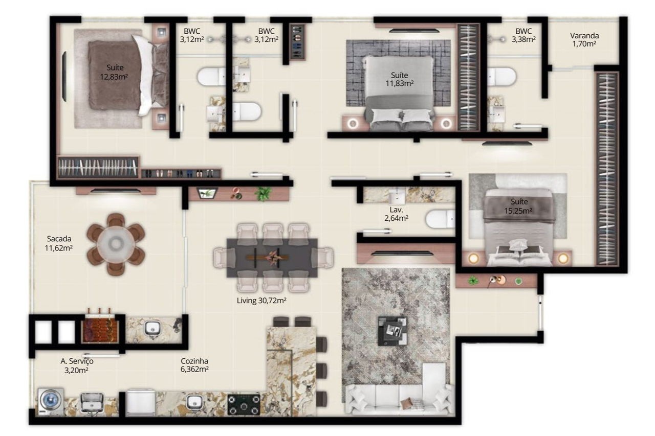 Apartamento Pronto em Porto Belo/SC com 3 suítes, 2 vagas de garagem, área de lazer completa