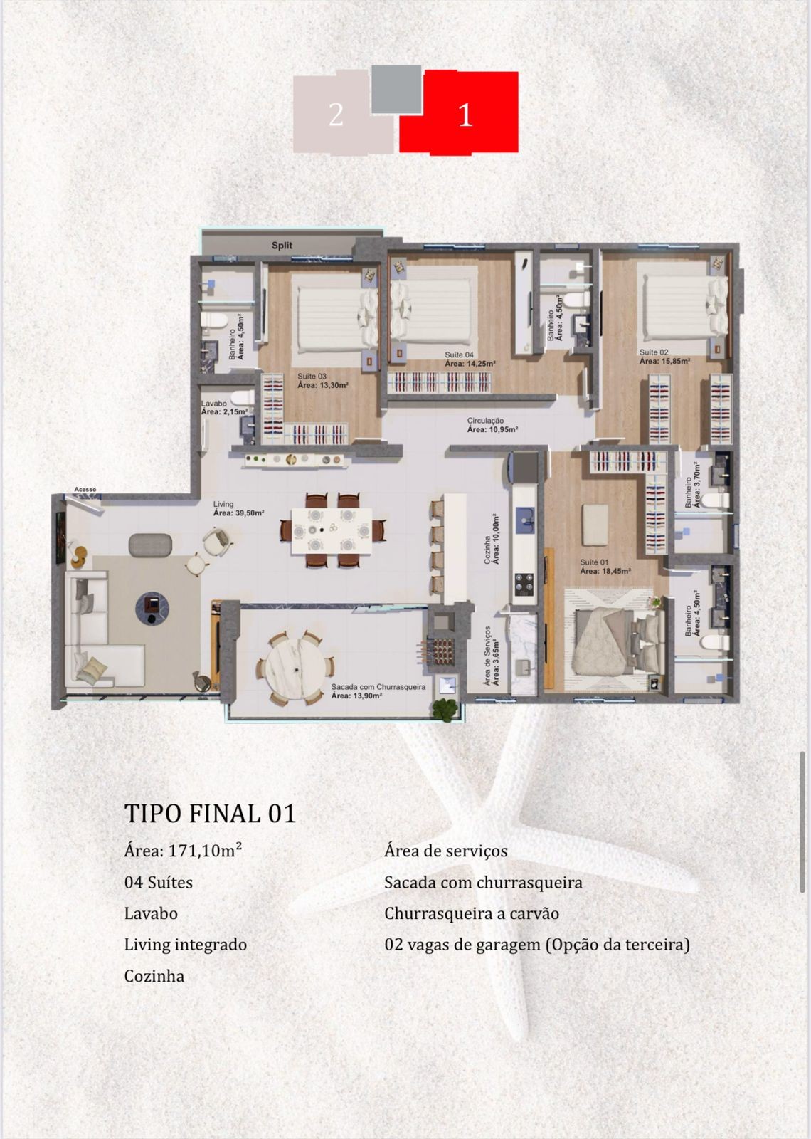 Apartamento em Construção em Itapema/SC bairro Morretes com 171,10m²área privativa sendo 4 suítes 2 vagas de garagem, lazer completo