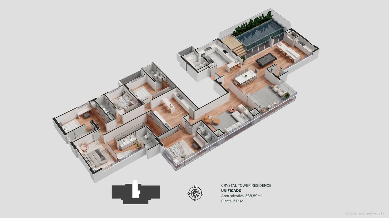 Apartamento em Construção em Itapema/SC com 229,20m² área privativa sendo 3 suítes 4 vaga de garagem, área de lazer completa