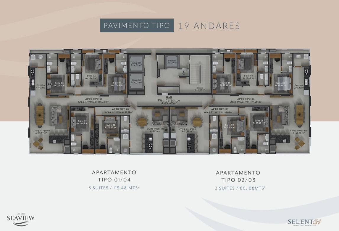 Apartamento em Construção em Porto belo/SC com 119,48m² área privativa sendo 3 suítes 2 vagas de garagem, lazer completo