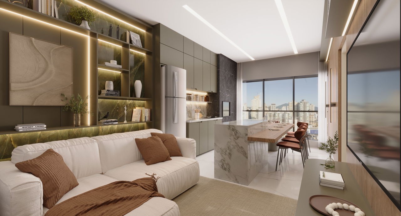 Apartamento em Construção em Itapema/SC bairro Meia Praia, com 50m² área privativa sendo 1 suíte 1 vaga de garagem lazer completo