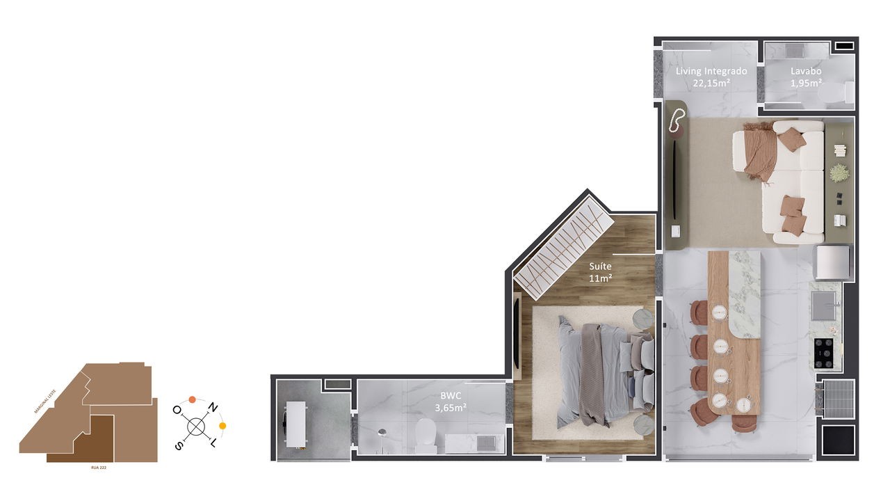 Apartamento em Construção em Itapema/SC bairro Meia Praia, com 50m² área privativa sendo 1 suíte 1 vaga de garagem lazer completo
