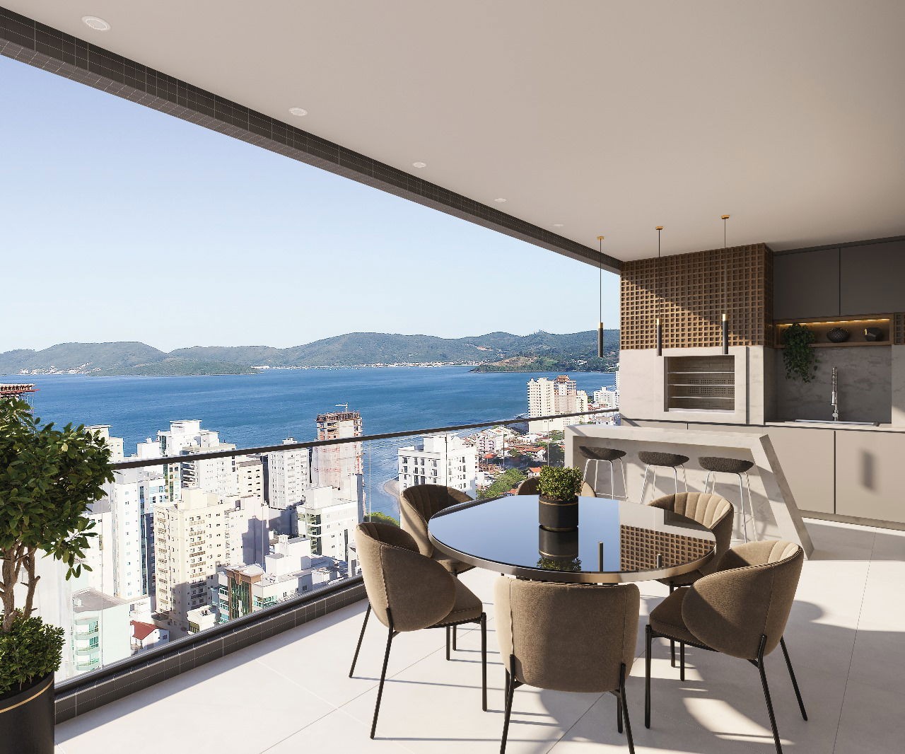 Apartamento em Construção em Itapema/SC bairro Meia Praia, com 202,16m² área privativa sendo 4 suítes 3 vagas de garagem lazer completo